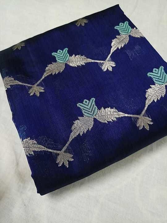 Pure handloom chanderi silk saree weaving border indigo blue and silvar uploaded by business on 10/17/2020