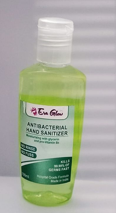 Liquid Hand sanitizer 100ML.Mrp 50. Based on isopropyl  . approved by Ayush.out of stock. uploaded by Era Glow Cosmetics on 6/14/2020