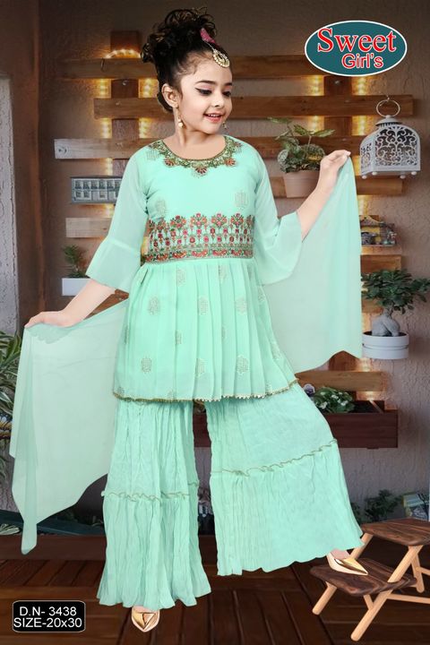 Girls sharara suit uploaded by business on 4/4/2022