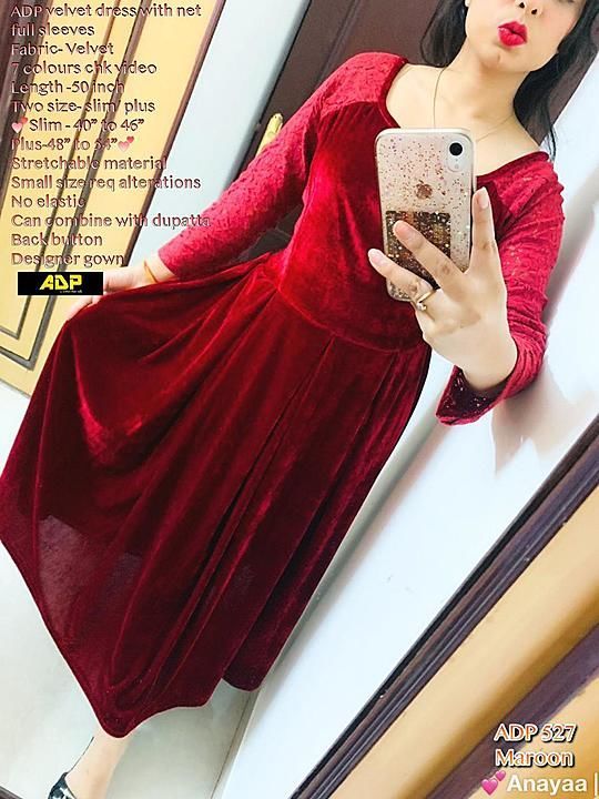 🔺ADP velvet dress with net full sleeves - Look beautiful & elegant💕

Fabric- Velvet
7 colours chk  uploaded by business on 10/17/2020