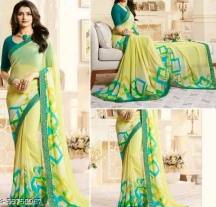 Post image I want 2 pieces of Sareeshop daily wear georgette with dhupion blouse piece with best quality Sari Shopper Shoppee new .