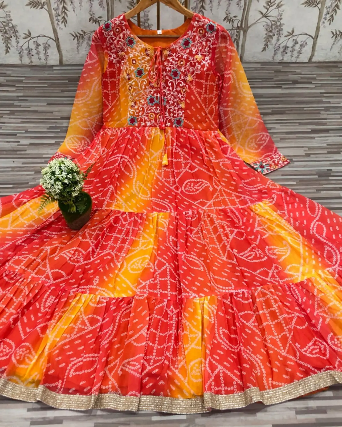Marigold bandhni gown uploaded by P&P ENTERPRISE  on 4/5/2022