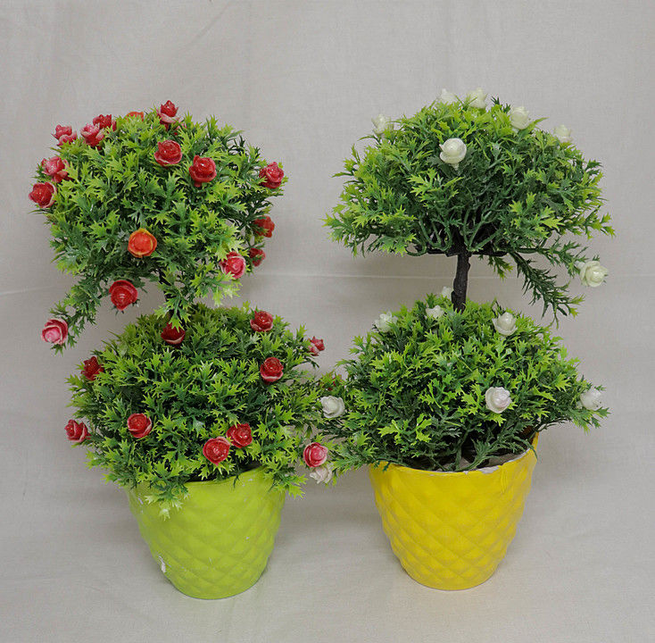 Double chattri plant with pot multicolour unbreakable  uploaded by Hardik Enterprises  on 10/17/2020