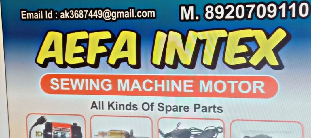Visiting card store images of Aefa intex sewing machine motor