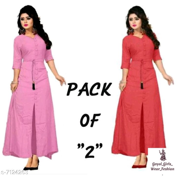 Post image I want 650 pieces of Women Rayon Front Slit Solid Kurti
.