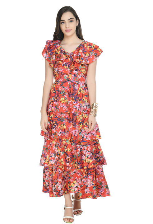Printed flare gown uploaded by business on 4/5/2022