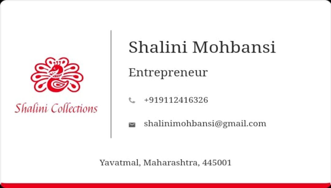 Visiting card store images of Shalini collections