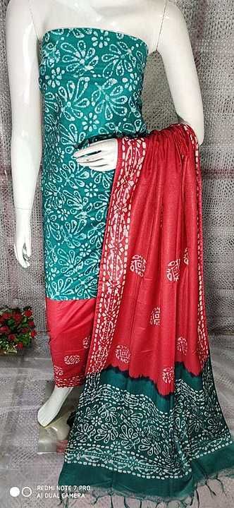Post image 👉🏻 Katan silk staple batik print suit 
👉🏻Best materials 
.......😍😍😍
👉🏻hotless &amp; beautiful designing  suit
👉🏻Top :2.5mtr 
👉🏻Bottom :2.5mtr
👉🏻 Dupatta :2.5mtr
👉🏻Fabric : Katan silk staple 
Most Wlc 🌺🌺🌺🌺
......Reseller &amp; ....wholesalere
....what's up no : ...........👉🏻 9931394123