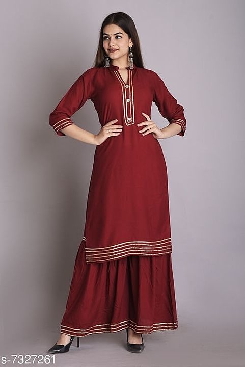 Women's reyond double sideslit straight kurti with sahara set uploaded by business on 10/17/2020
