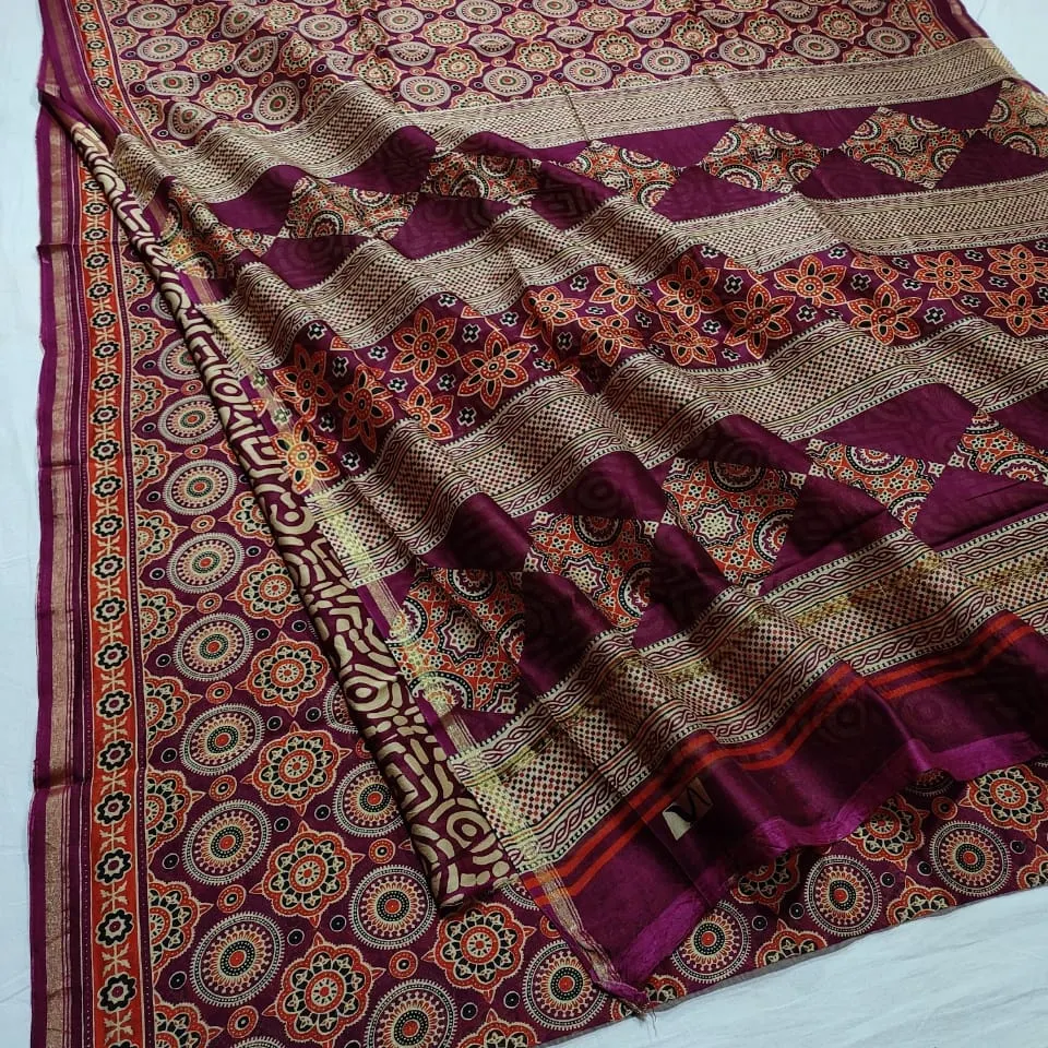 Ajrakh print saree with blouse  uploaded by business on 4/7/2022