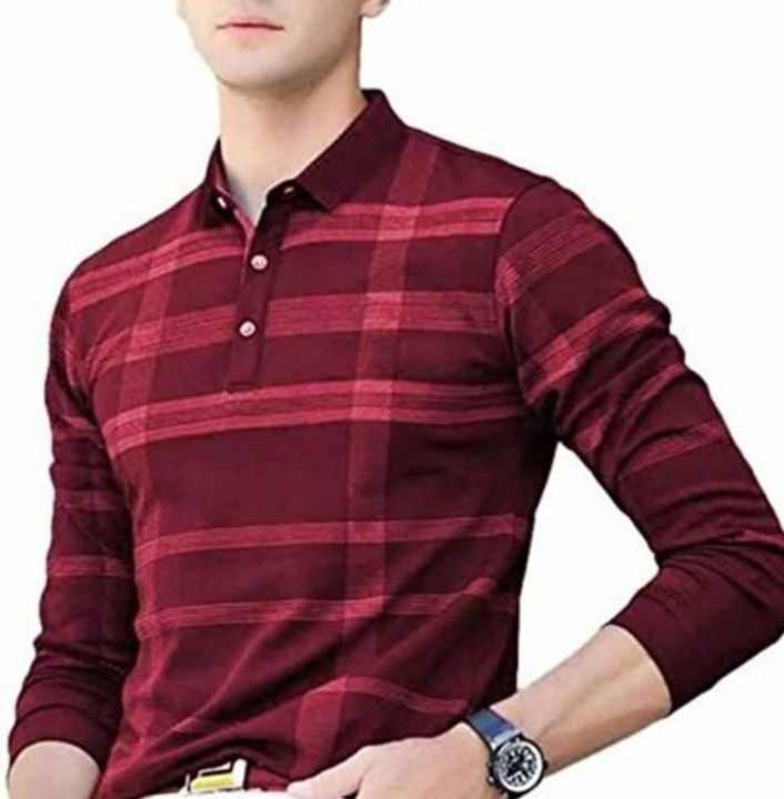 Men's Polo Neck Red Printed T-shirt uploaded by business on 4/8/2022