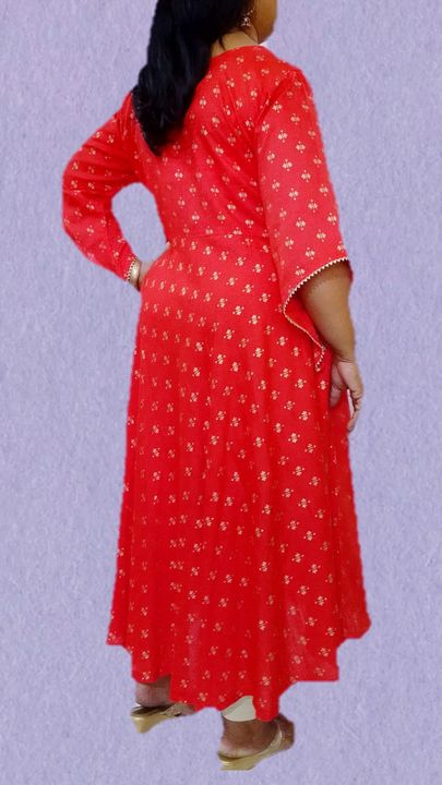 Rayon flex dress with gota pace yoke and golden butti  uploaded by business on 4/8/2022