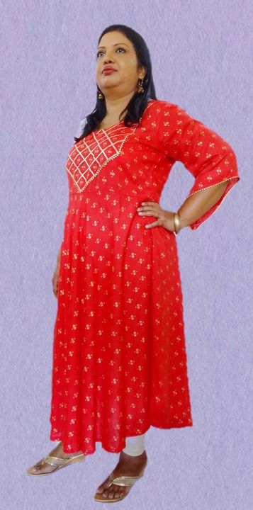 Rayon flex dress with gota pace yoke and golden butti  uploaded by Style n Trends plussize store  on 4/8/2022