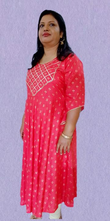 Rayon flex dress with gota pace yoke and golden butti  uploaded by Style n Trends plussize store  on 4/8/2022