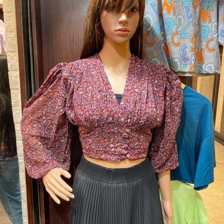 V neck front button crop top  uploaded by business on 4/8/2022