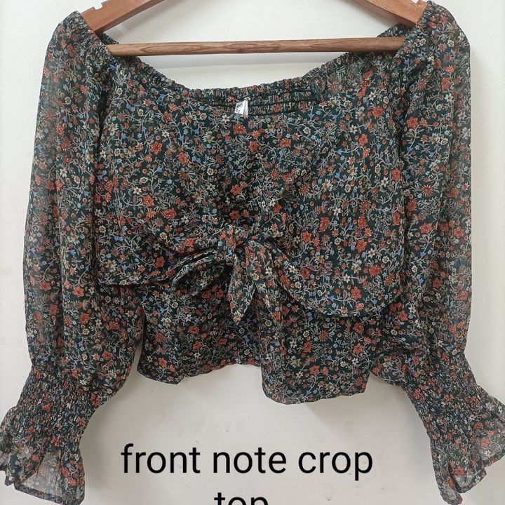 Front note crop top  uploaded by Hello madam brand. Ladies Western clothes wholesal on 4/8/2022