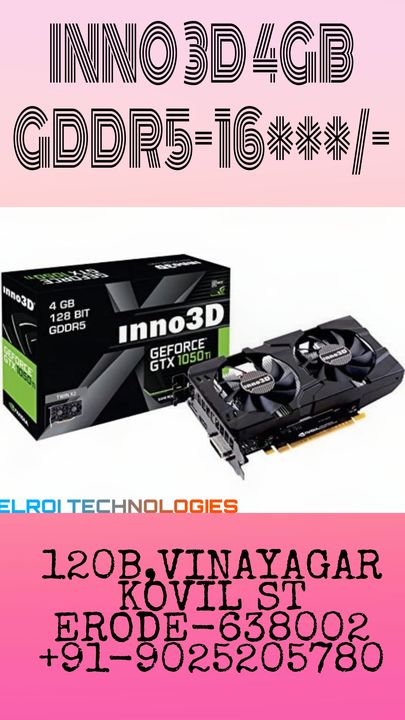 INNO 3D 4GB Graphics Card uploaded by ELROI TECHNOLOGIES on 4/9/2022