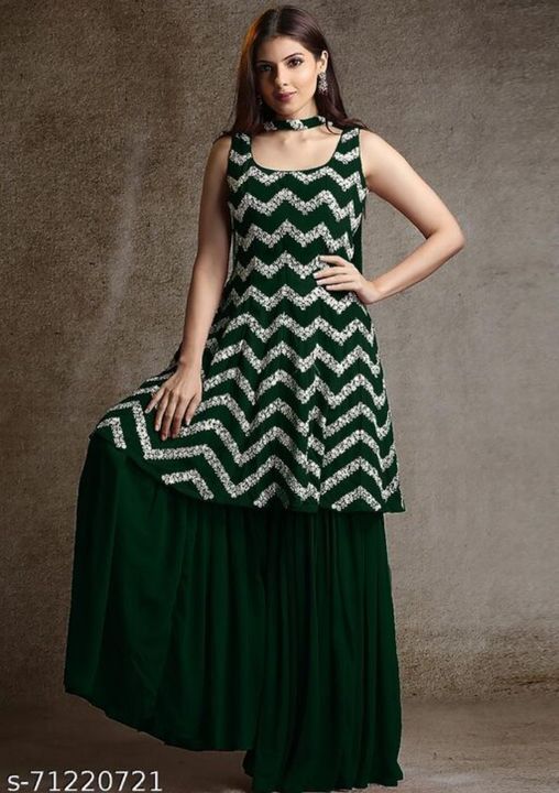 Post image Georgette peplum style flared kurti with sharara and dupattaName: Georgette peplum style flared kurti with sharara and dupatta
Sizes: XL (Bust Size: 42 in, Bottom Waist Size: 38 in, Bottom Length Size: 40 in, Shoulder Size: 15.5 in) XXL (Bust Size: 44 in, Bottom Waist Size: 40 in, Bottom Length Size: 40 in, Shoulder Size: 16 in) 
Country of Origin: India