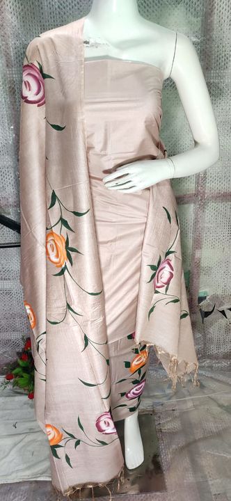  Katan silk full suit Hand panting  uploaded by Aamir Handloom fabric on 4/10/2022