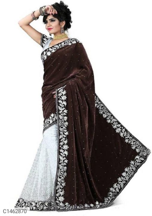 Embroidered velvet saree uploaded by business on 4/10/2022