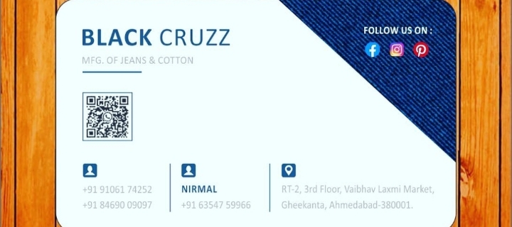 Visiting card store images of Black cruzz