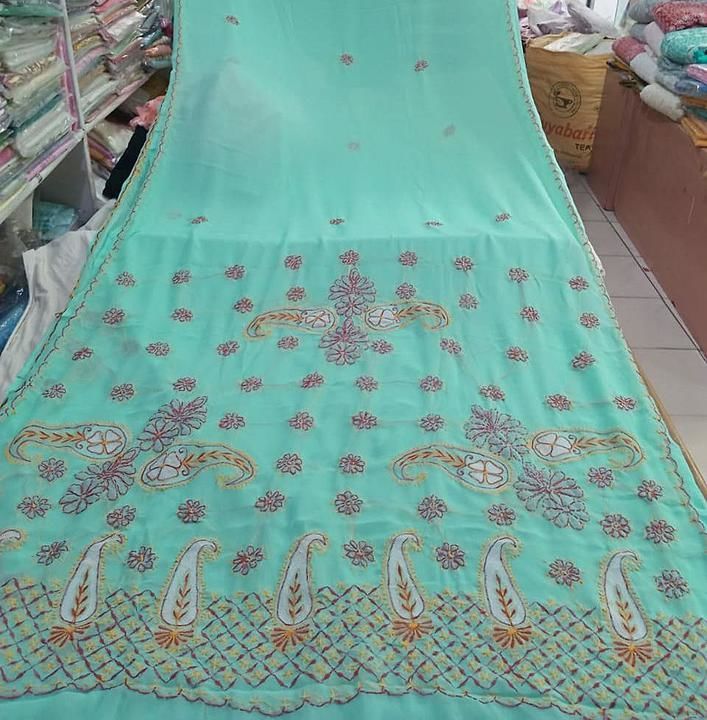Saree 
Material cotton 
lucknowi hand work 
Size 6.5mt  uploaded by business on 10/18/2020
