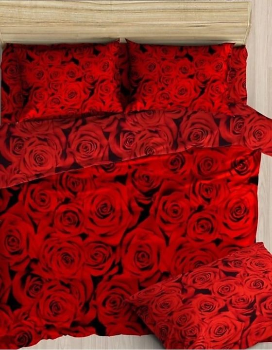 Shopsiya best Red Rose design cotton print Bedsheet set 1 with 2 pillow Multicolor uploaded by RIRU ART on 4/11/2022