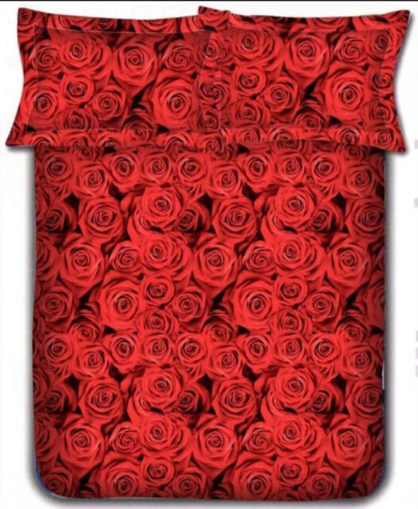 Shopsiya best Red Rose design cotton print Bedsheet set 1 with 2 pillow Multicolor uploaded by business on 4/11/2022