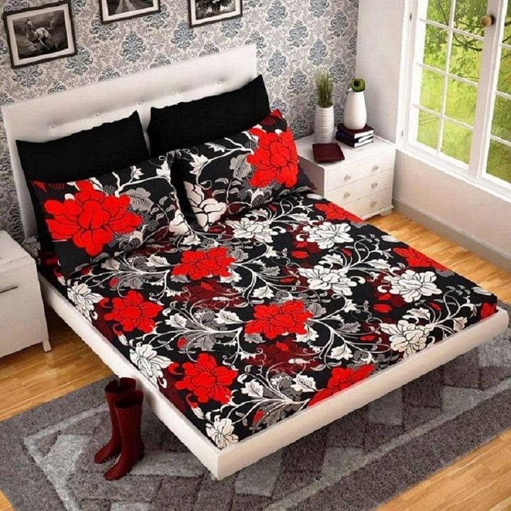 Shopsiya Poly Cotton Double Bedsheet with 2 Pillow Covers  uploaded by RIRU ART on 4/11/2022