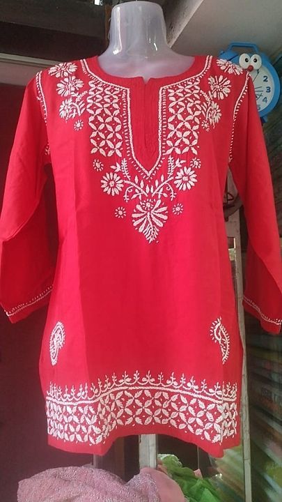 Cotton reyon short chikankari top uploaded by business on 6/15/2020