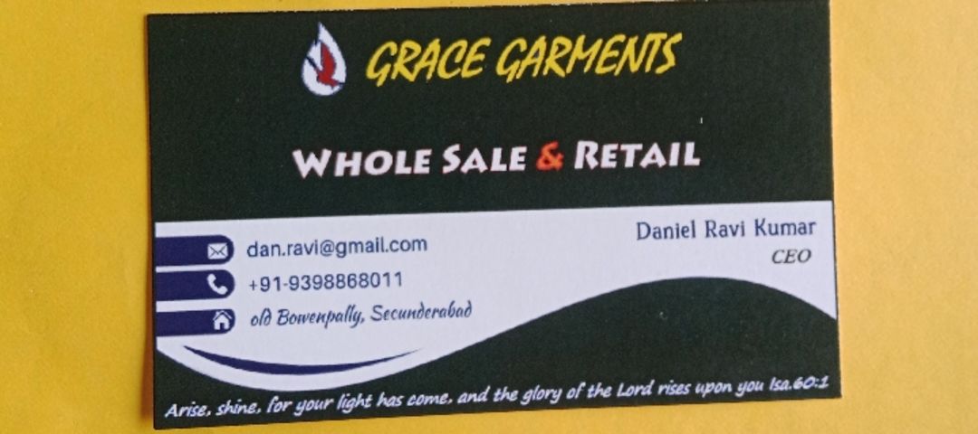 Visiting card store images of GRACE GARMENTS