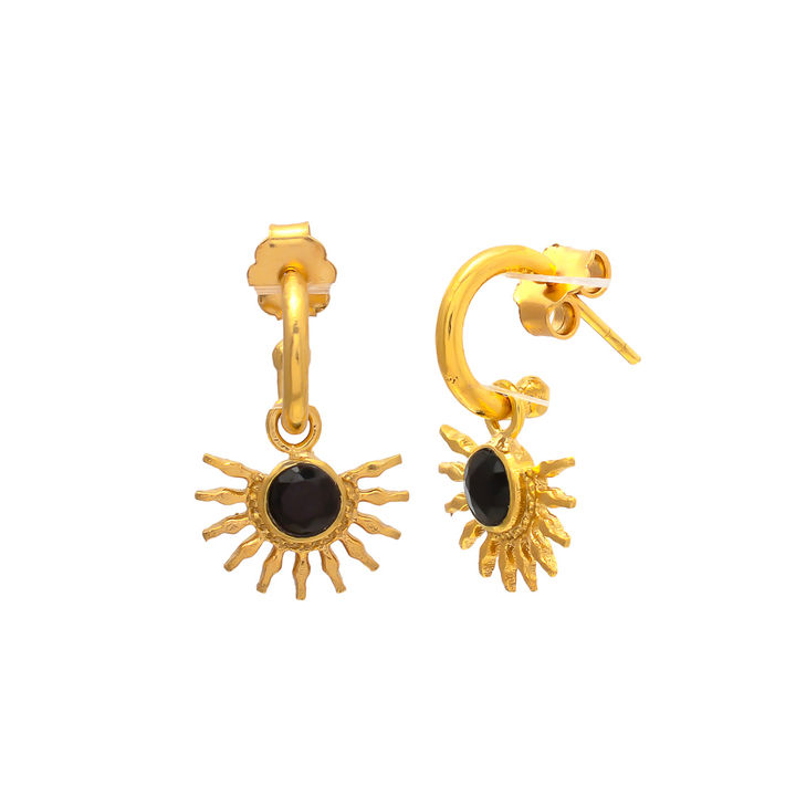 Black onyx half sun earring uploaded by Jaipur gems jewelry on 4/12/2022