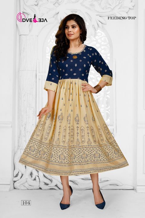 Hazel Fancy Wear Anarkali Kurti (Rayon) uploaded by Mann Mohana Trading on 4/13/2022