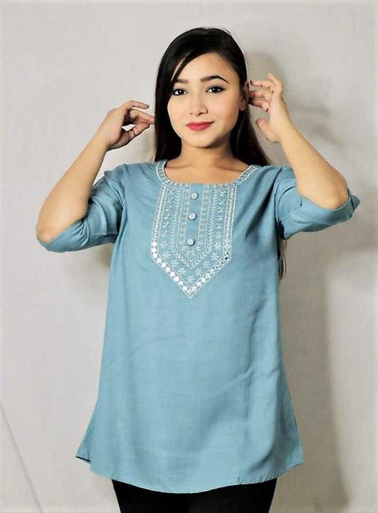 Mirror work short kurti uploaded by business on 4/13/2022