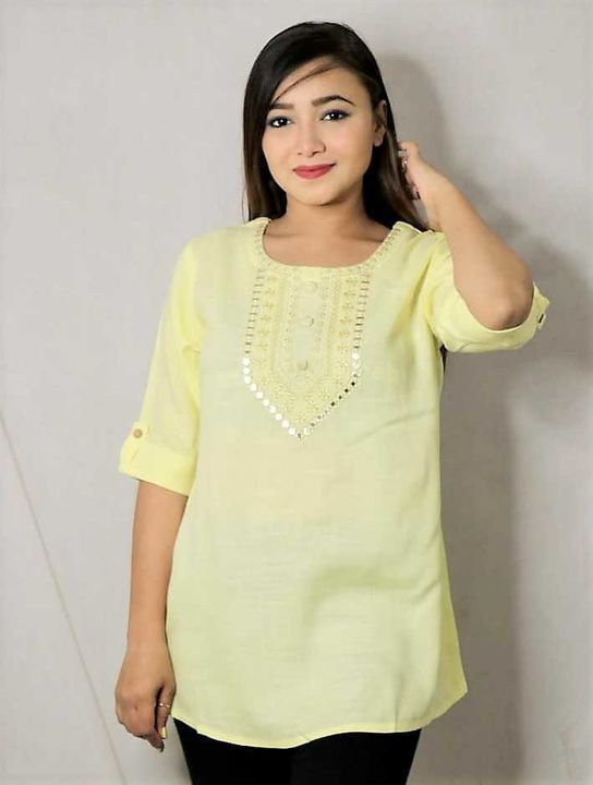 Rayon mirror work short kurti uploaded by business on 4/13/2022