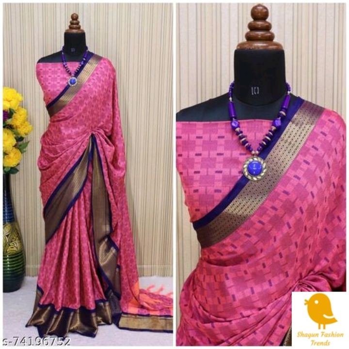 Post image Rs.695 
Catalog Name:*Trendy Fashionable Sarees*Saree Fabric: JacquardBlouse: Separate Blouse PieceBlouse Fabric: JacquardPattern: Woven DesignBlouse Pattern: Same as SareeMultipack: SingleSizes: Free Size (Saree Length Size: 5.5 m, Blouse Length Size: 0.8 m) 
Dispatch: 1 DayEasy Returns Available In Case Of Any Issue*Proof of Safe Delivery! Click to know on Safety Standards of Delivery Partners- https://ltl.sh/y_nZrAV3