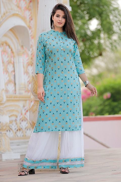 👉🏻😍 hand  work  on kurti with  Full Palajo with gota Work 

👉🏻🎗Fabric- rayon slub(140Gram)

👉 uploaded by AScreation on 10/19/2020