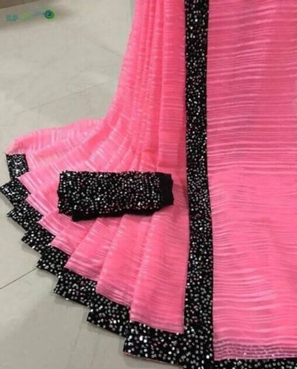 Georgette Sequence Lace Border Work Sarees with Blouse piece uploaded by business on 4/13/2022