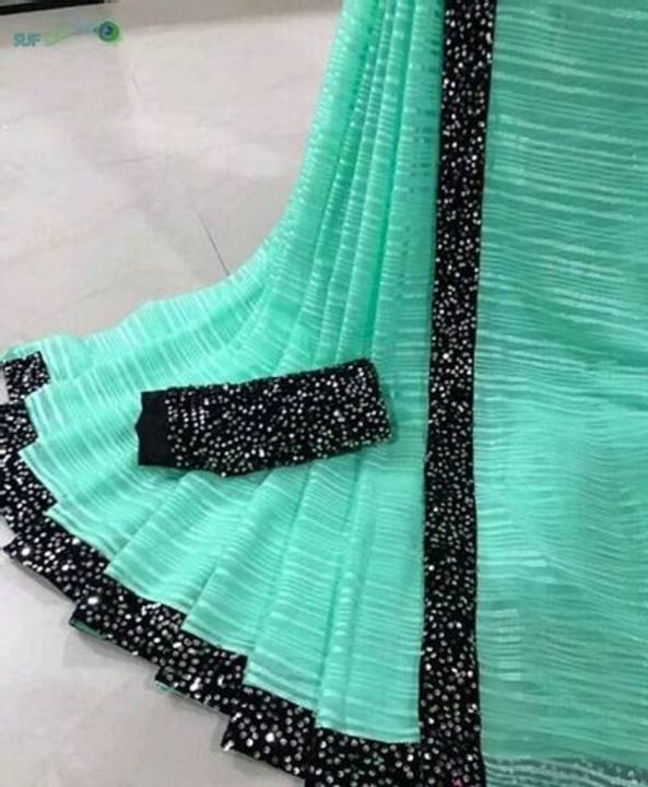 Georgette Sequence Lace Border Work Sarees with Blouse piece uploaded by princeonlinestore on 4/13/2022