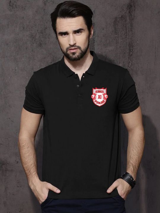 Punjab Kings Black unisex polo T-shirt uploaded by business on 4/13/2022