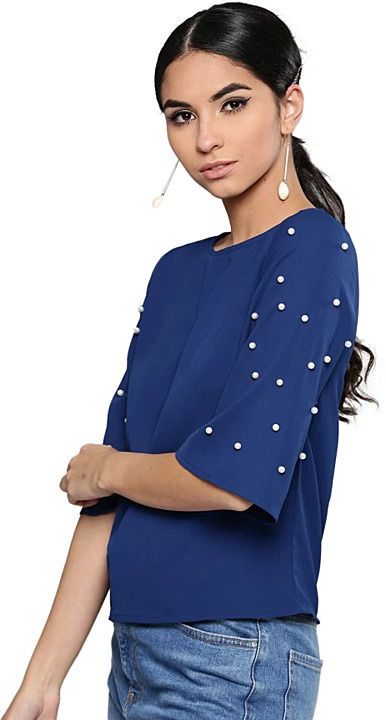 Embellished sleeves blue top uploaded by Vdigitalmall e-com enterprise on 10/19/2020