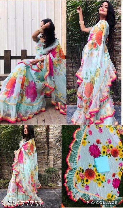 Designer raffle saree  uploaded by Moonshine lifestyle fashion  on 4/14/2022