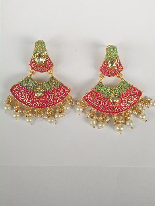 Meenakari Minakari Kundan Stone Earrings or Jhumki for Women or Girls uploaded by Pragati Traders on 10/19/2020