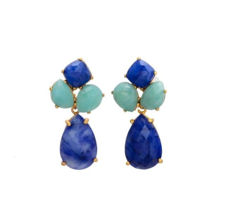 Dyed sapphire and amazonite gemstones earring uploaded by Jaipur gems jewelry on 4/15/2022