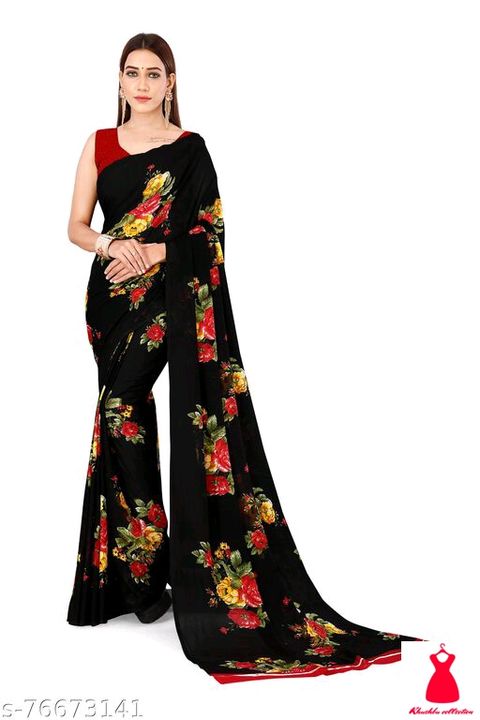 Catalog Name:*Myra Fabulous Sarees* Saree Fabric: Georgette Blouse: Separate Blouse Piece Blouse Fab uploaded by business on 4/15/2022