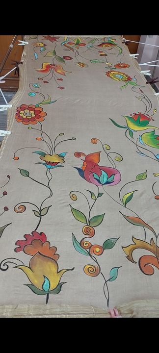 Handpainted tussar duppata.  uploaded by business on 4/15/2022