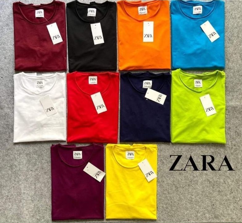 *ZARA BRAND TSHIRTS*
4 way cotton lycra tshirt 
Size M, L, XL
Rate 129/-
10 colors
MOQ 30 PIECES uploaded by business on 4/15/2022