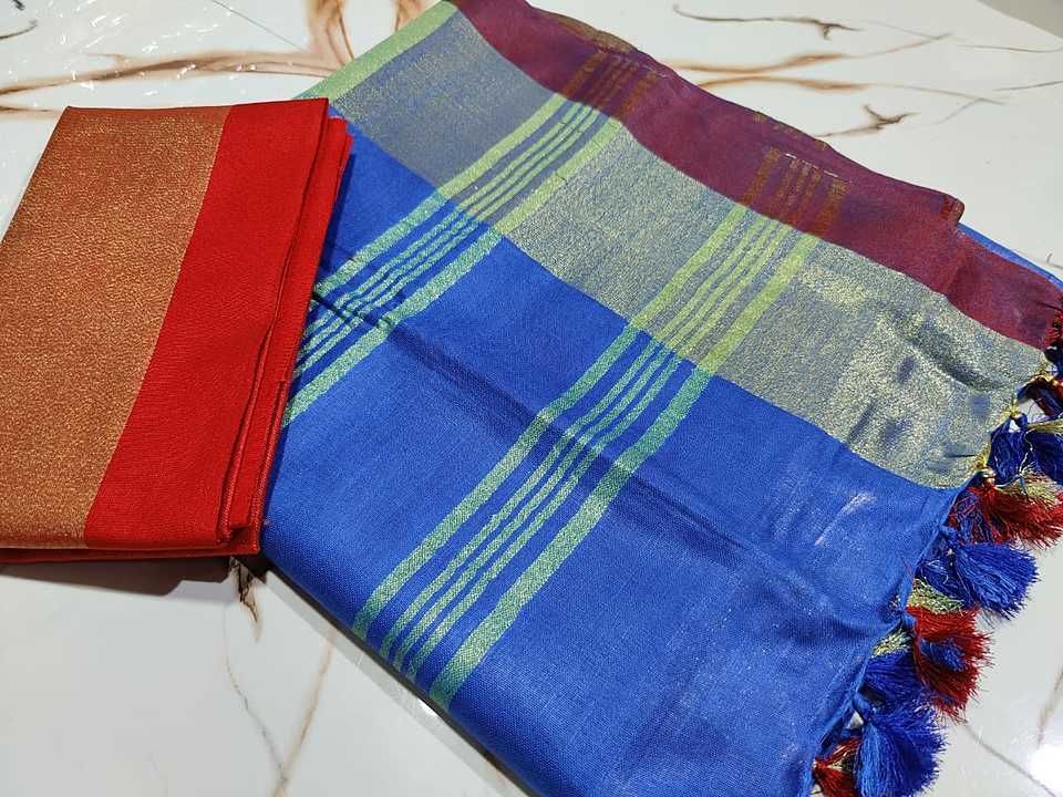 Linen by cotton saree uploaded by As handloom on 10/19/2020