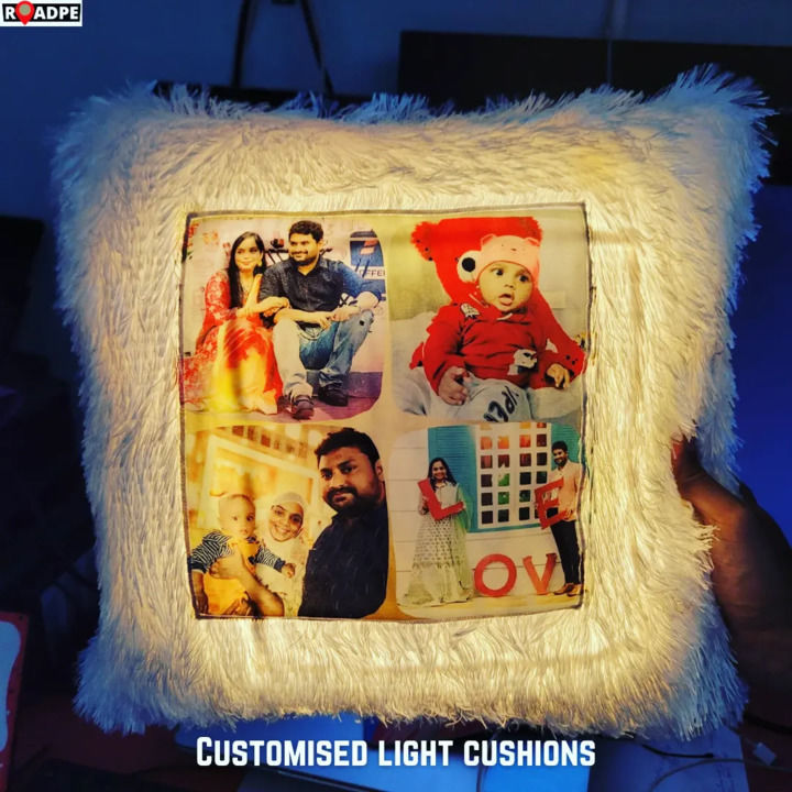 Customised Light Cushion with Photos uploaded by Roadpe Gifts and Clothing on 4/15/2022