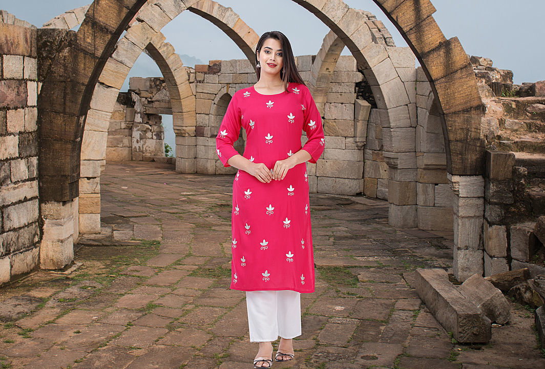 Women's Kurta & Pant Pink Rayon Ethnic Set uploaded by business on 10/19/2020